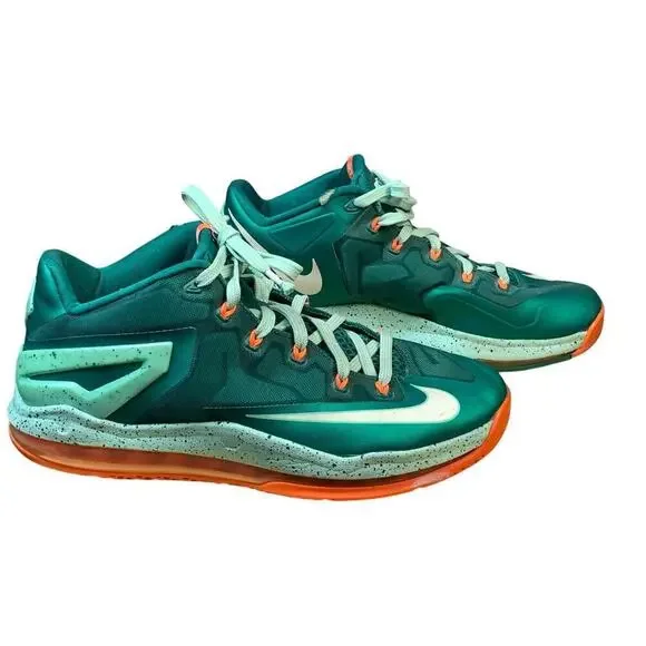 Nike Lebron 11 Low Biscayne 2014 Mens Basketball Sneaker Mystic Green - Size 9.5 - Picture 2 of 11
